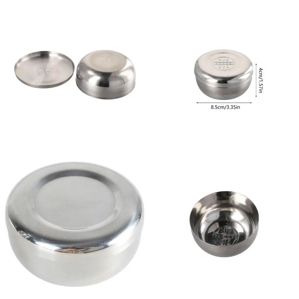 

E8BD Traditional Metal Rice Bowl with Lid Easy to Use Stainless Steel Bowl for Meals
