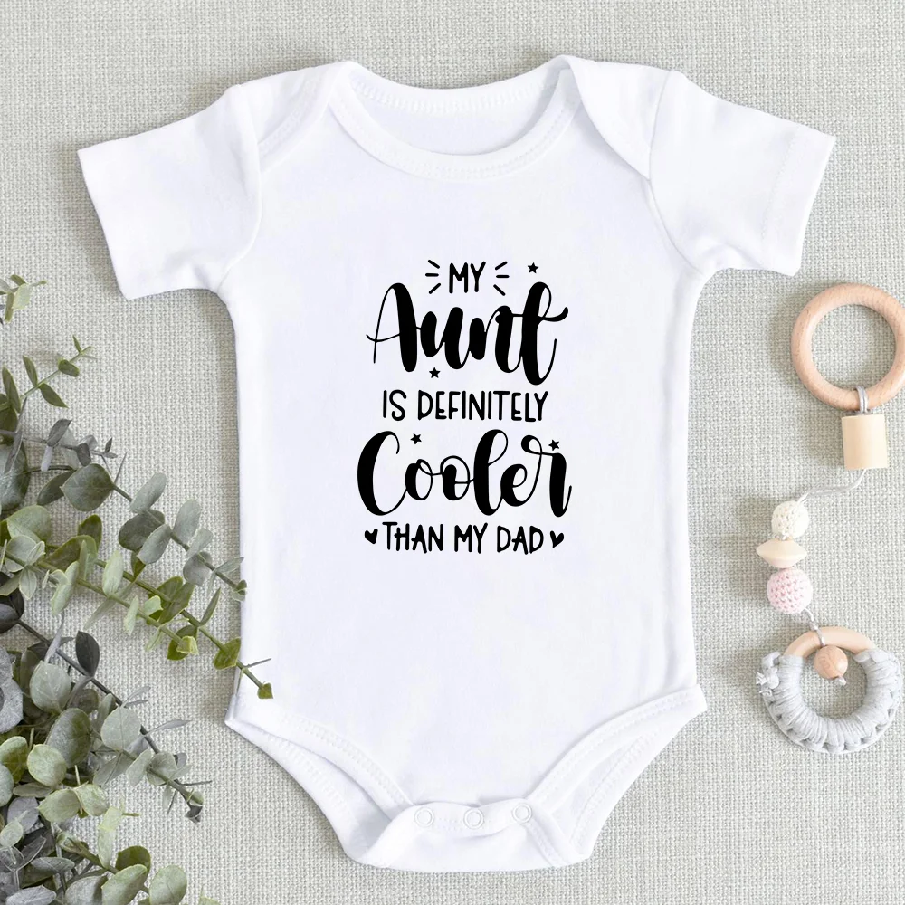 Baby Clothes Bodysuit for Newborn Infant Jumpsuit Boys Girls MY AUNT IS DEFINITELY COOLER Letter Print Short Sleeves Romper