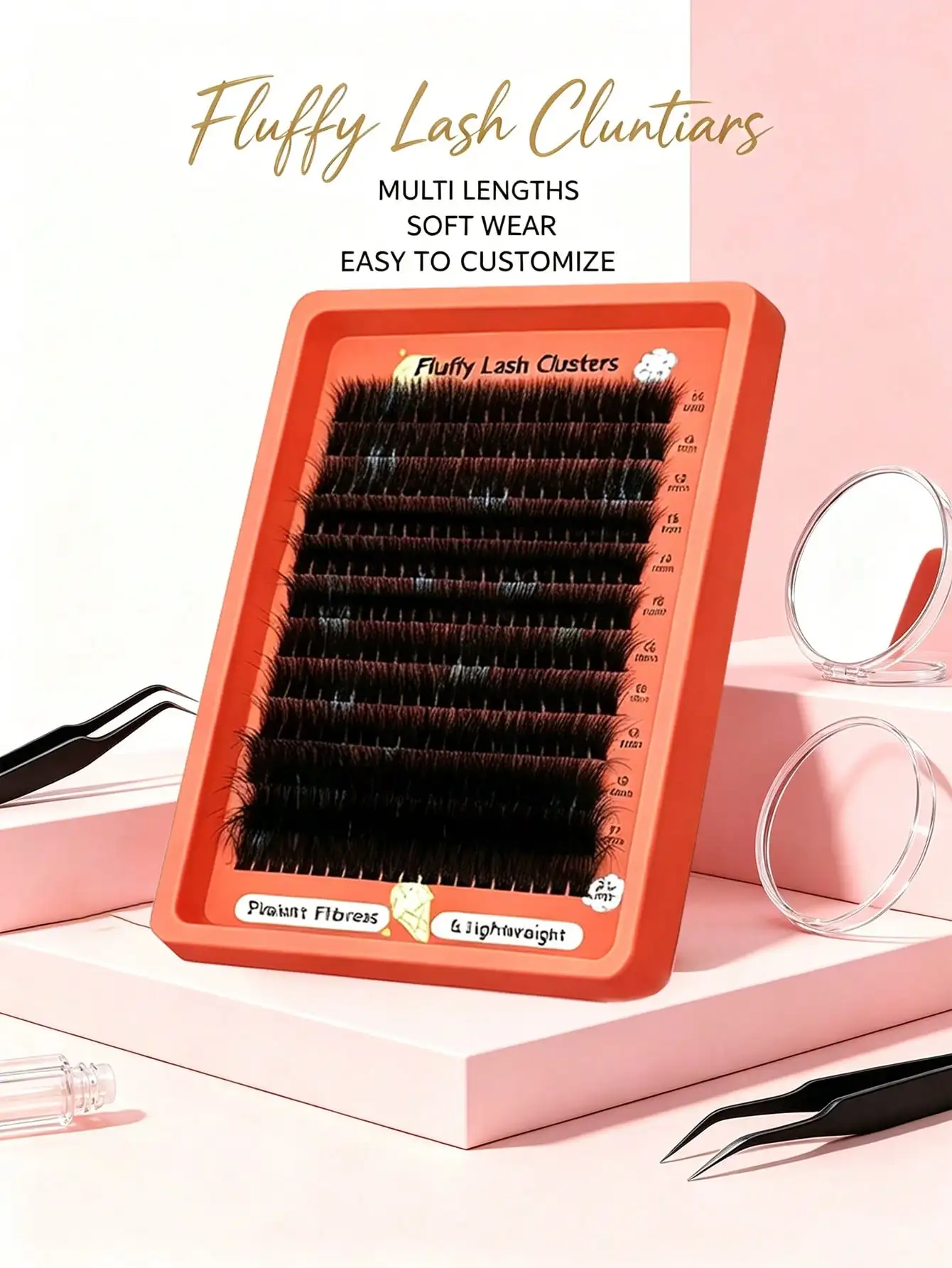 80D 100D Flauschige DIY Cluster-Wimpern 0,07 mm D-Curl 14 22 mm gemischte Längen, dick, voluminös, einfach anzubringen, wiederverwendbar, weich, für Anfänger – Detail 5