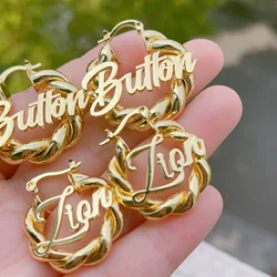 DUOYING Custom Name Hoop Earrings Personalized Mini Twist 25mm Letters Hoops Baby Earring For Kids Jewelry Gift