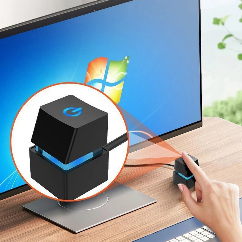 Desktop Computer Power Button Switch for PC Motherboard External 1.8m Start Power Extension Cable with Round Startup Switch