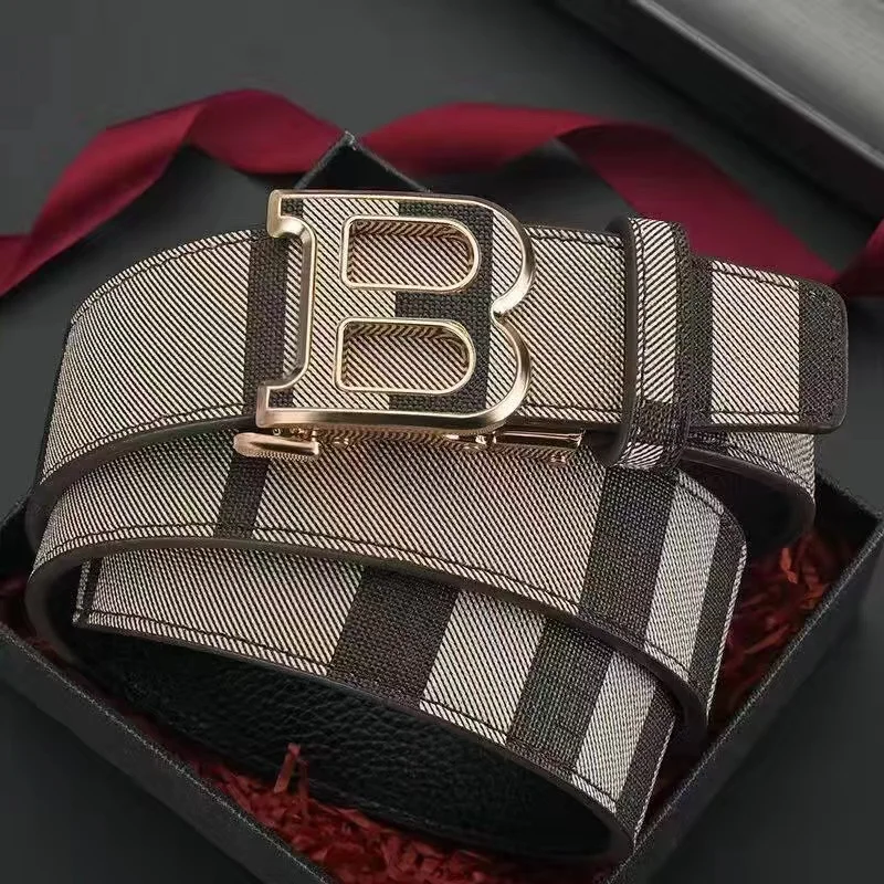 Echter Ledergürtel für Herren, lässiger Stil, modisch, aus Rindsleder, mit automatischer Schnalle aus einer Metalllegierung, luxuriöse Marke, vielseitiger, trendiger Gürtel für Herren. – Detail 5