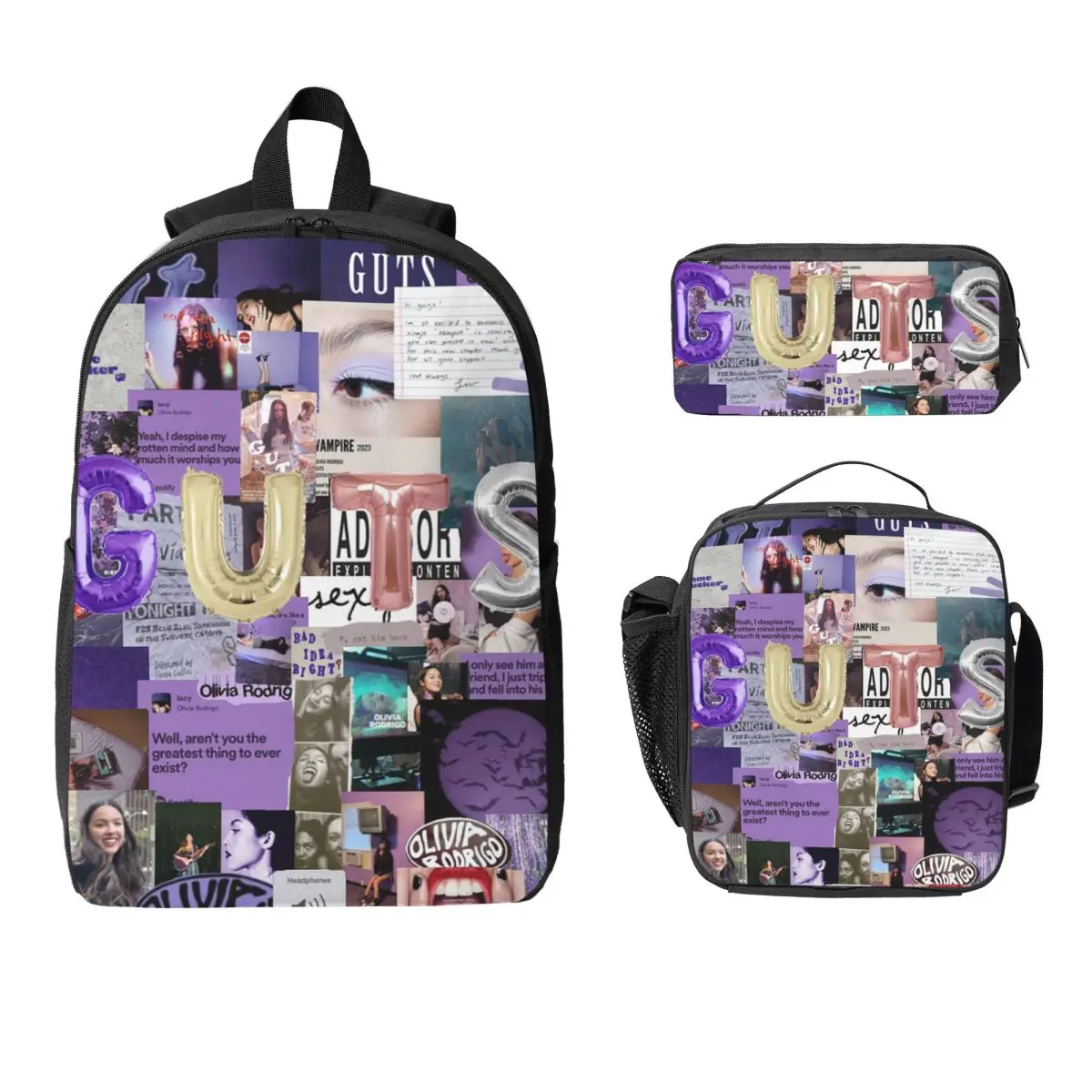 

Olivia Vampire Rodrigos Sour Backpack Boys Girls BookBag School Bag Laptop Shoulder Bags 3ps Insulated Lunch Bag Pencil Case