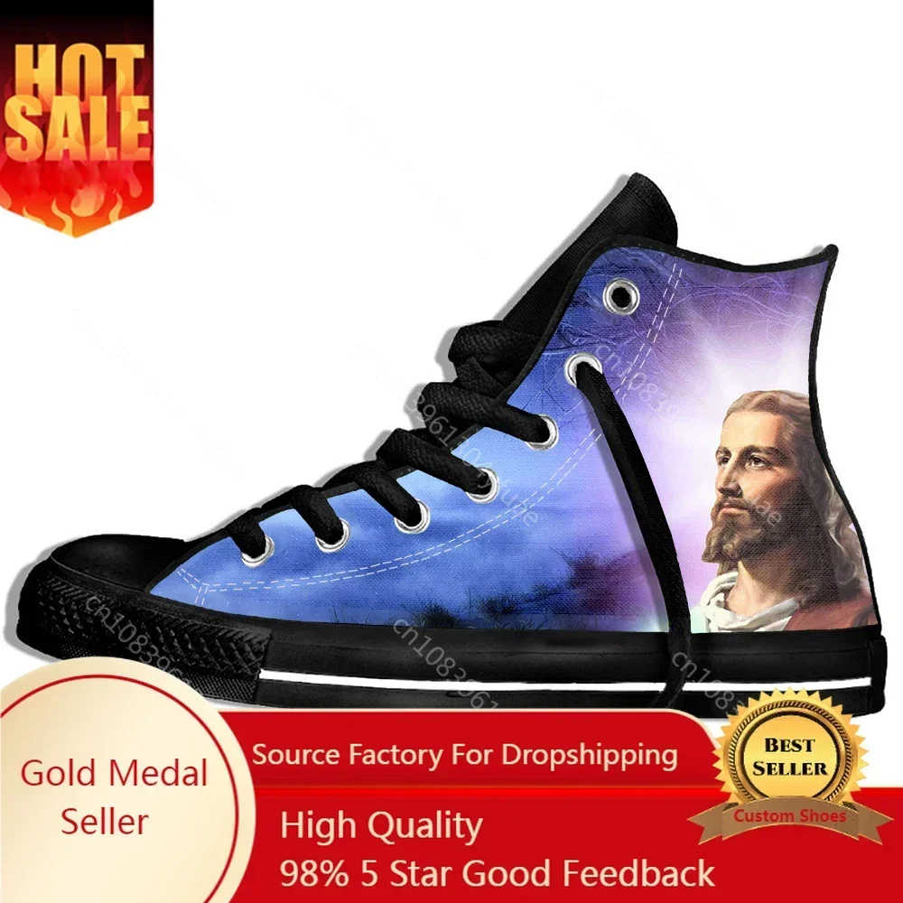 

New Arrival Popular Anime Jesus Men Women Sneakers Harajuku Style Plimsolls Lightweight Casual Shoes High Top Latest Board Shoes