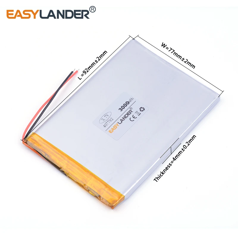 407792   batería recargable del polímero de Li-ion de litio de 3.7V 3000mAh para el PC de la tableta ICOO