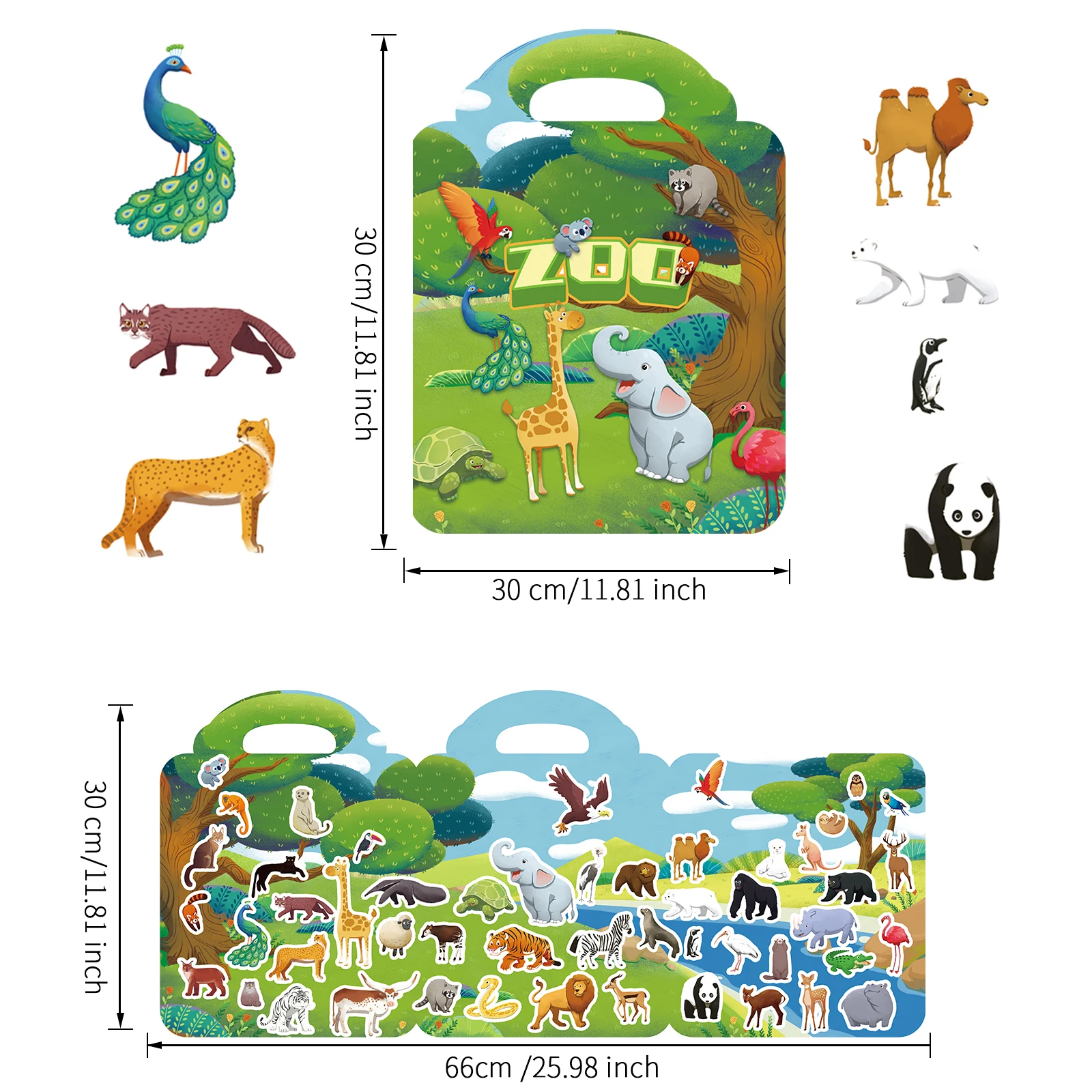 1 PCS Reusable Sticker Books for Kids 2-4 Cute Static  Adhesive Stickers Book for Toddlers Educational Toys Birthday Gifts