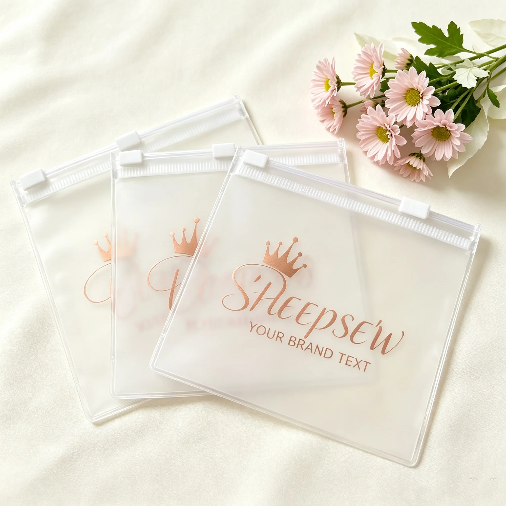 50pcs Small Zipper Bag Custom Logo PVC Plastic Ziplock Jewelry Pouch Transparent Gift Bags for Jewelry Packaging