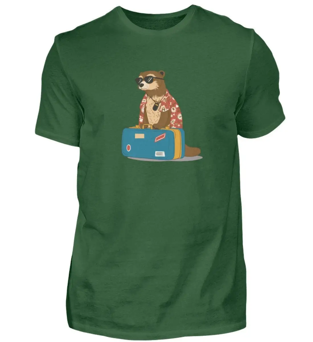 Bieber on vacation t shirt mens funny travel man animal motif otter the road tropical print