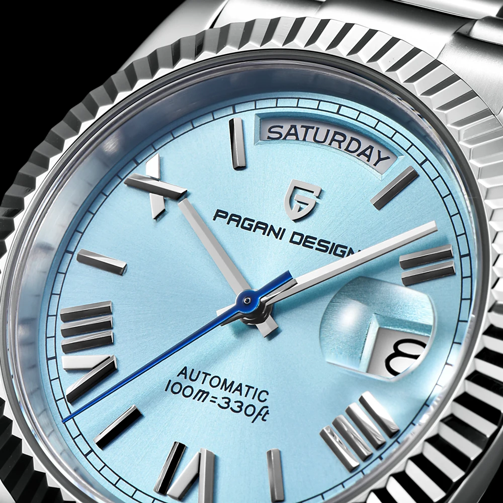 PAGANI DESIGN 2024 Herrenuhr, luxuriöse mechanische Uhren, Herren-Saphirglas, 100 m wasserdicht, Edelstahl, Tageskalenderuhr