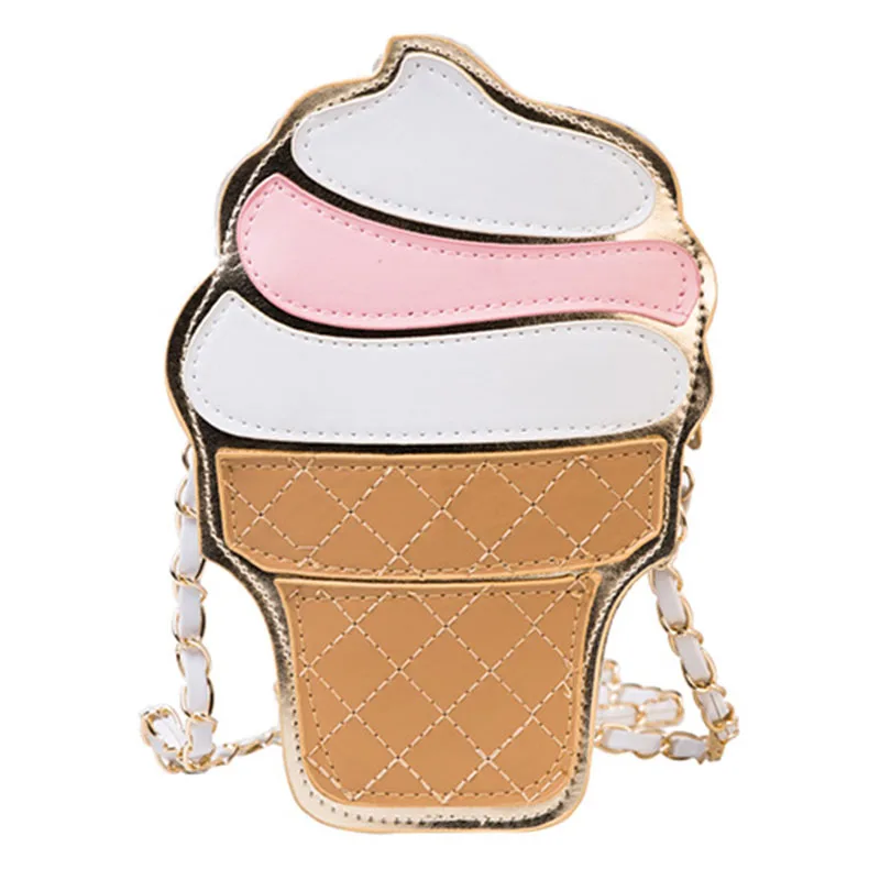 NEW Ice Cream shoulder bags Creative Style Woman Hamburger Cupcake PU Chains Bags Cute Hamburger Popcorn Fries 3D Messenger Bags