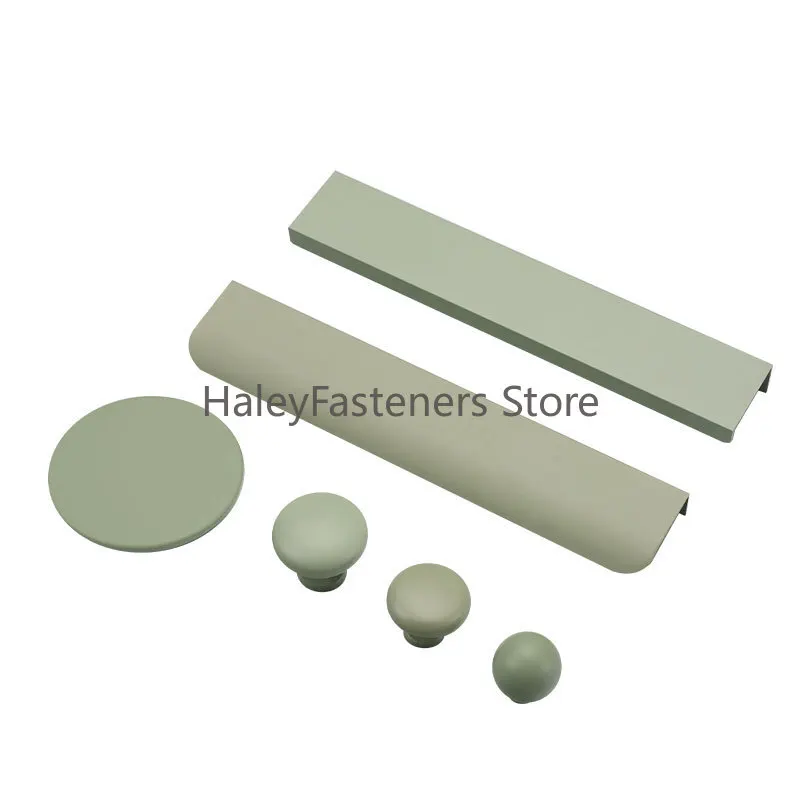 Modern Simple Wardrobe Door Handle Green Drawer Invisible Handle Cream Style Kitchen Cabinet Shoe Door