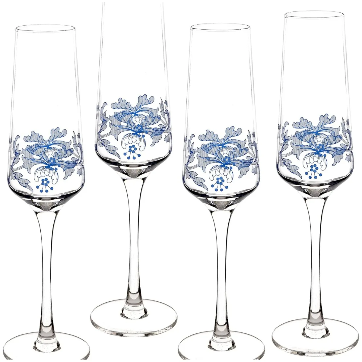 

Итальянские флейты для шампанского Spode Blue, набор из 4 штук, 8 унций, с прокруткой для тостов и торжеств