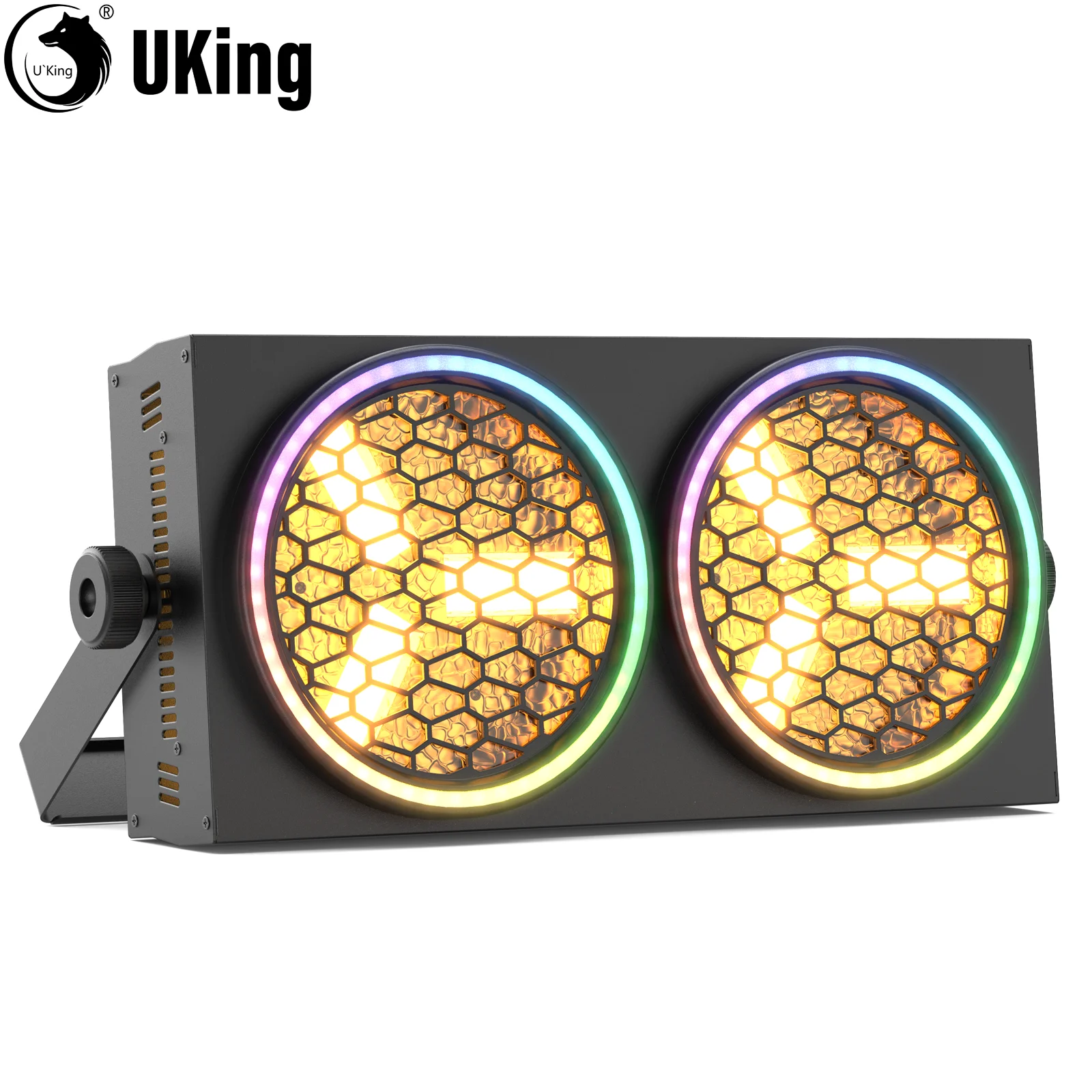 

U'King 200W COB Stage Light With Ring Strap RGB LED Dual Eye Retro Par Lights DMX512 Spotlights For Wedding Party Club Theater