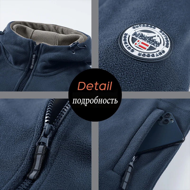 معطف رجالي من الصوف لعام 2025 سميك دافئ مقاوم للرياح فضفاض بياقة خارجية من الصوف مع قلنسوة سترة نرويجية مطبوعة جندي جيد