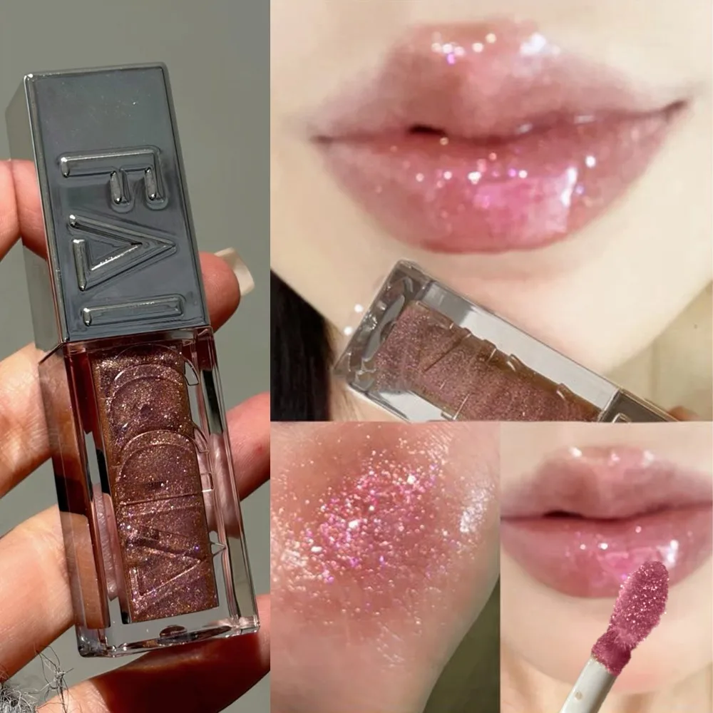 FAICCIA Sparkling Glitter Lip Gloss Shimmer Fine Shine Long Lasting Moisturizing Non Sticky Glossy Lip Makeup Gilding Lip Tinted