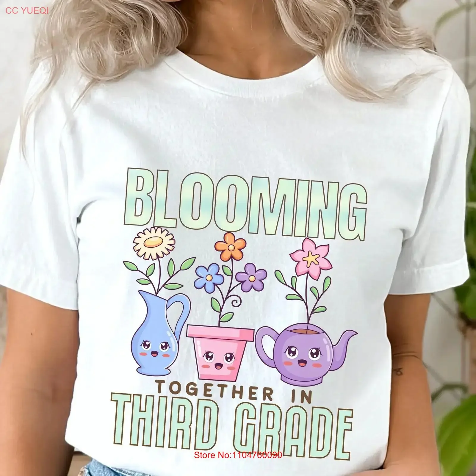T-shirt pour enseignant de troisième année, motif floral vintage, lavé, doux et élégant, pour les passionnés de jardinage, idéal pour la rentrée scolaire