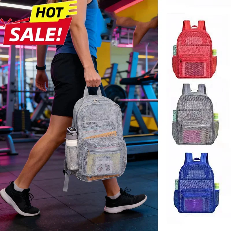 Mesh Backpack Heavy Duty Lightweight Large Capacity Washable See Through Backpack for Swimming Beach Sports See Through Backpack