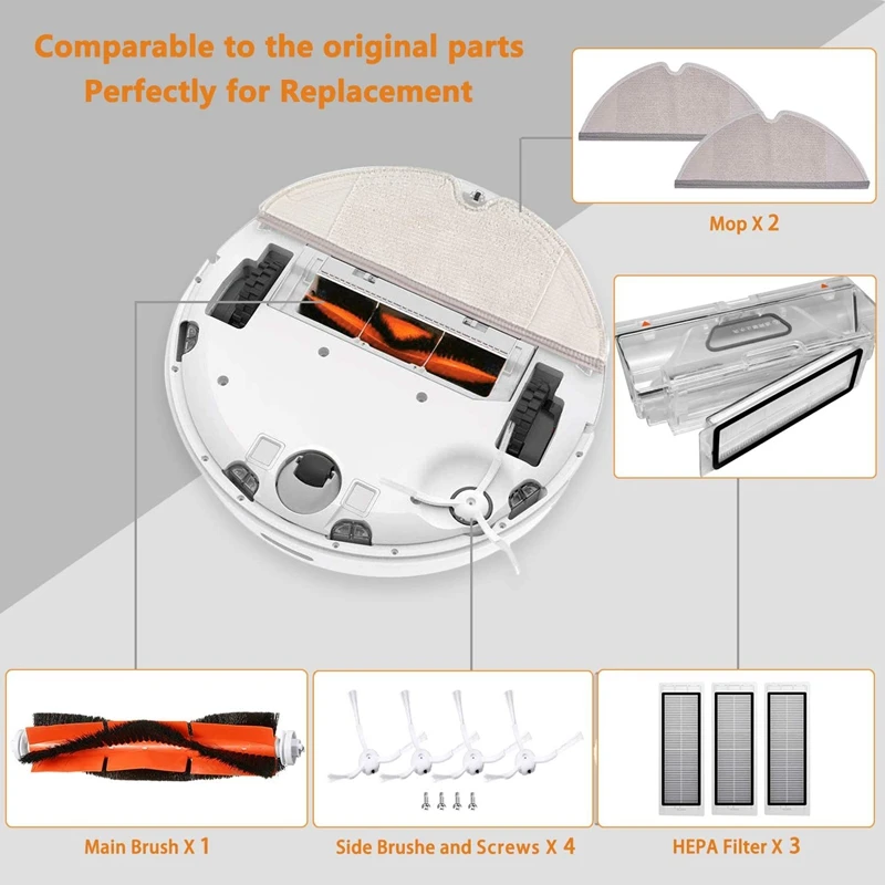 Xiaomiロボット掃除機用の交換用フィルター,ロボット掃除機用のスペアパーツ,Roborock s50,s55,s6,アクセサリー