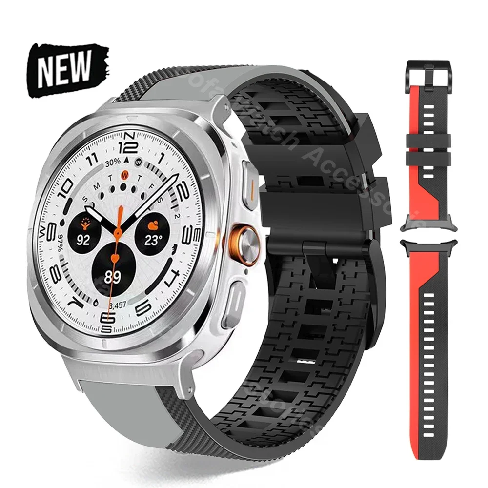 

Мягкий силиконовый ремешок без зазоров для Samsung Galaxy Watch Ultra 47 мм, спортивный мужской ремешок для SAMSUNG Galaxy watch 47 Ultra, роскошный браслет