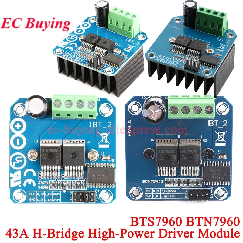คู่ BTS7960/BTN7960 43A H-bridge High-power โมดูลไดร์เวอร์มอเตอร์/diy smart car Current Diagnostic DC Board Controller 7 V-12 V