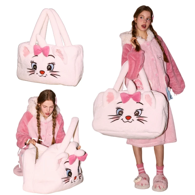 Kawaii Disney Marie Cat Plush Handbag Anime The Aristocats Large Capacity Shoulder Bags Cartoon Girls Storage Bag Package Gift