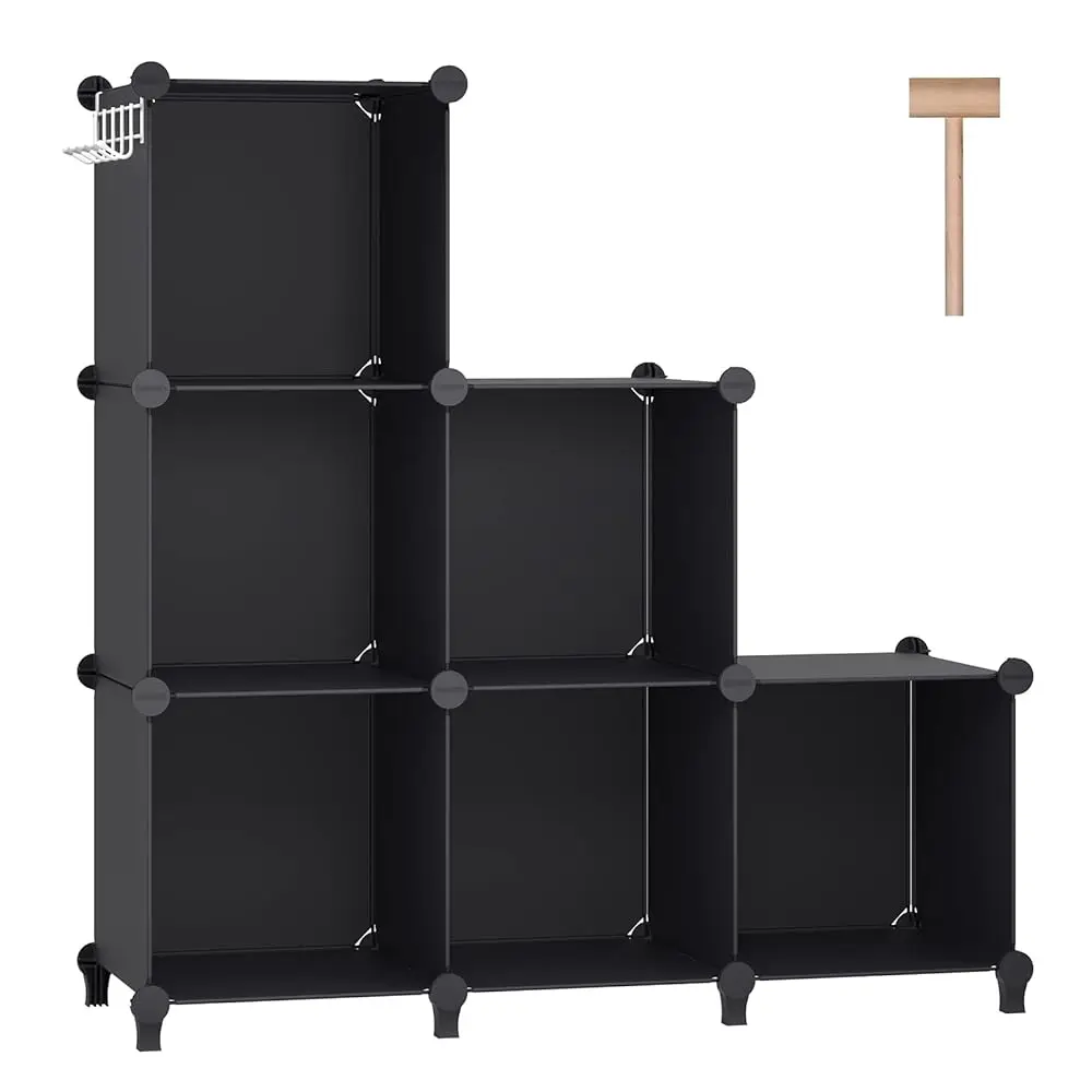 

6 Cubes Storage Organizer, Bookcase, Display Shelf With Wooden Mallet, Cabinet Storage For Kids, Adult, Office, Bedroom,