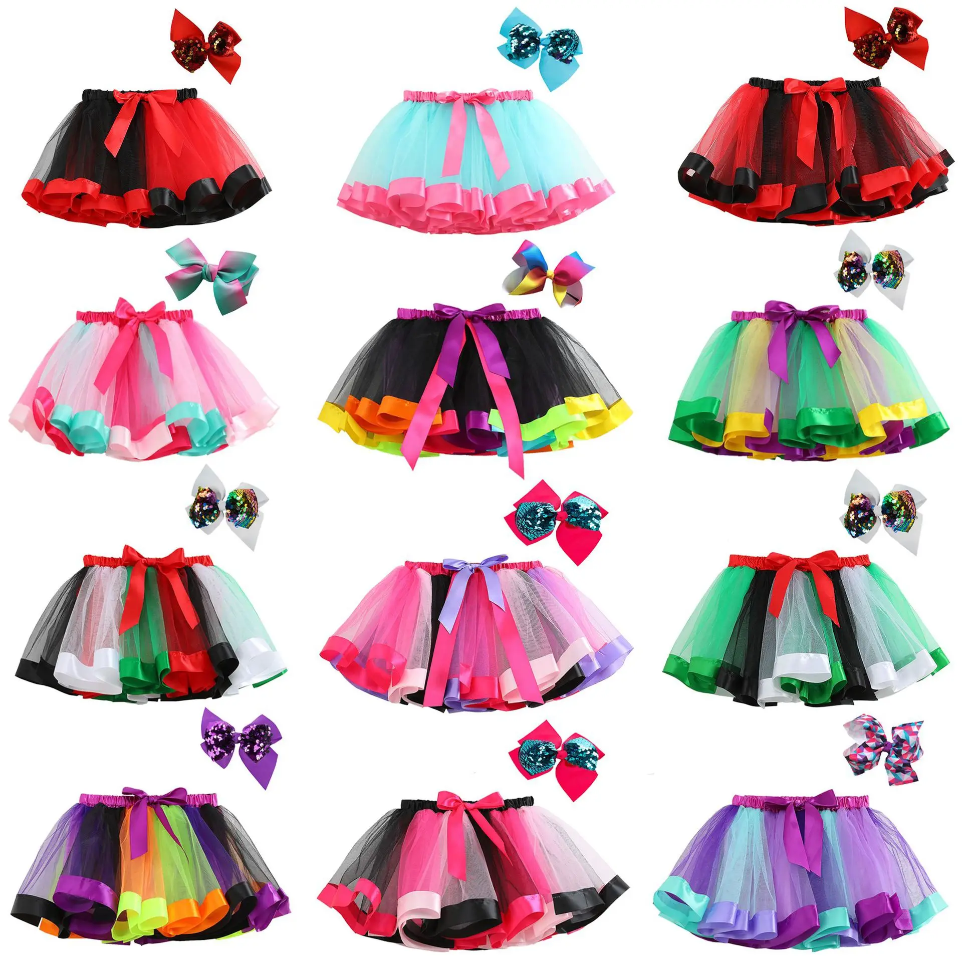 Ballet Kids Tulle Party Sequin Hairpin Dance Girls Costume Splice Skirt+Bow Star Girls Dress&Skirt Toddlers Dress up for Girls