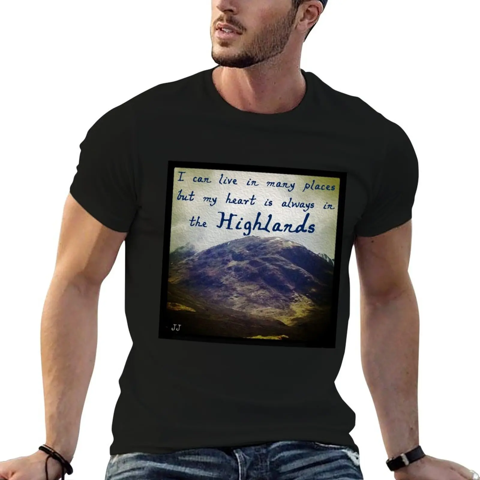 

A Highland Mountain T-Shirt cotton t shirts man 100% t shirts for man graphic vintage man graphic t shirt T-shirt