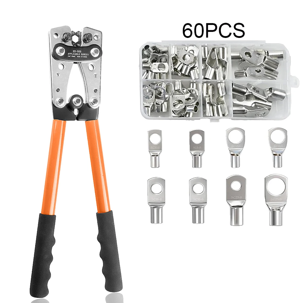 Crimping Pliers Tube Terminal Crimper Hex Crimp Tool Multitool Battery Cable Lug Cable Hand Tools HX-50B 6-50mm² AWG 10-0