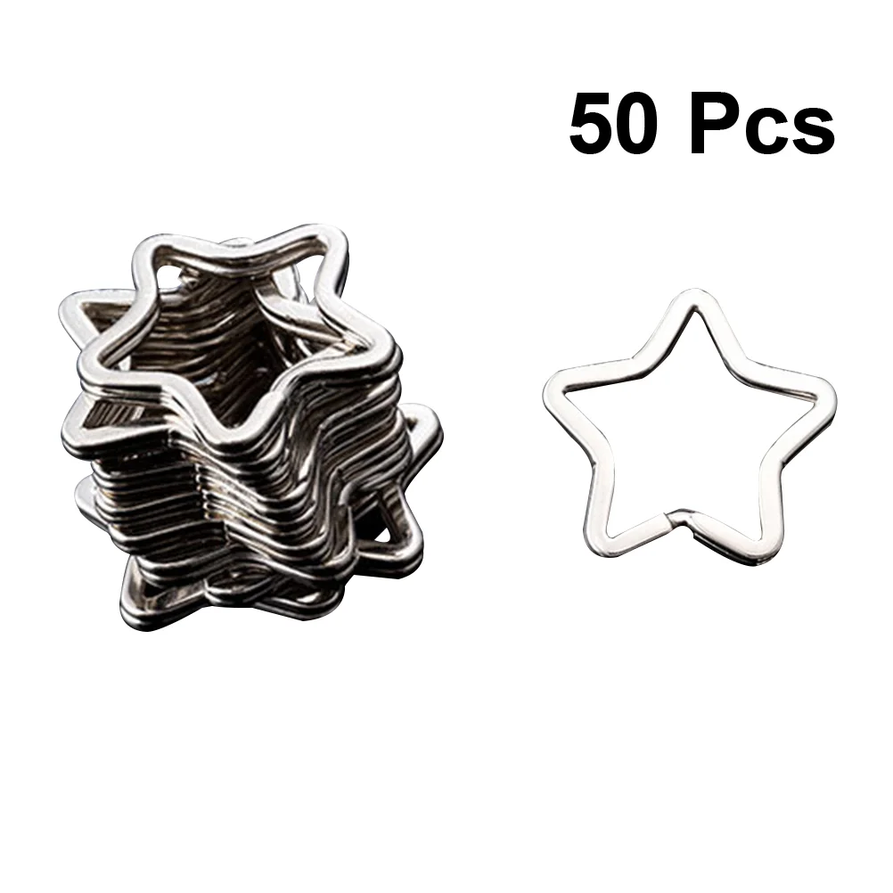50 Pcs Pentagram Key Ring Keychain Connector Bulk Rings Star Charms for Keychains Split