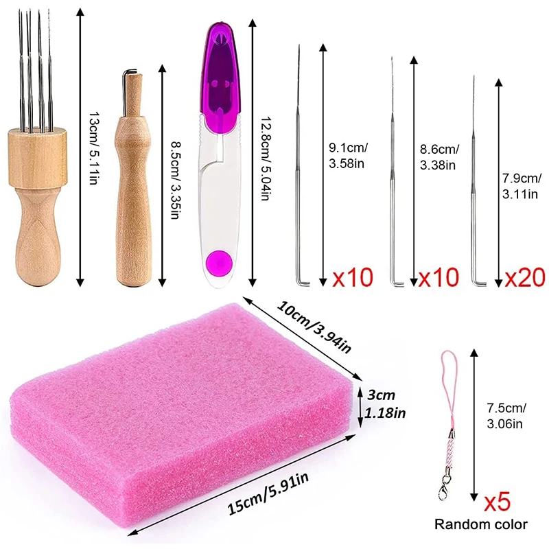 KRABALL Wool Felting Needles Kit With Foam Glue Stick Fingercots Scissors Handcraft DIY Felt Kit Needles for Wool Roving