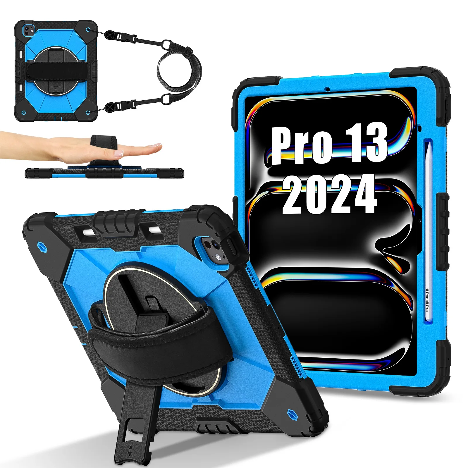 Tablet Pc Protective Case Suitable for iPad Pro 13 Inch M4 (2024) with Satchel Stand