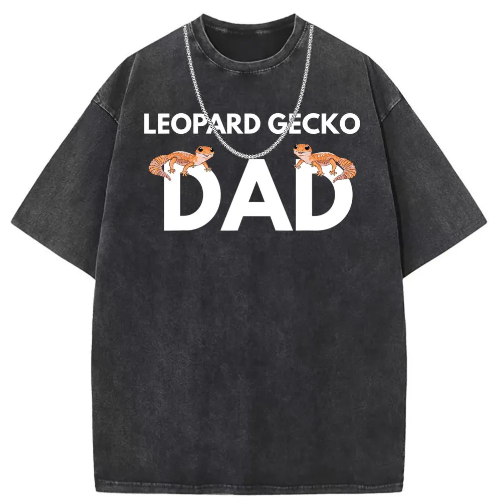 Leopard Gecko Dad Man T-shirts Summer/Autumn Long Sleeve Tee Shirts For Men High Quality Printed Washed Cotton Sweatshirts Tops