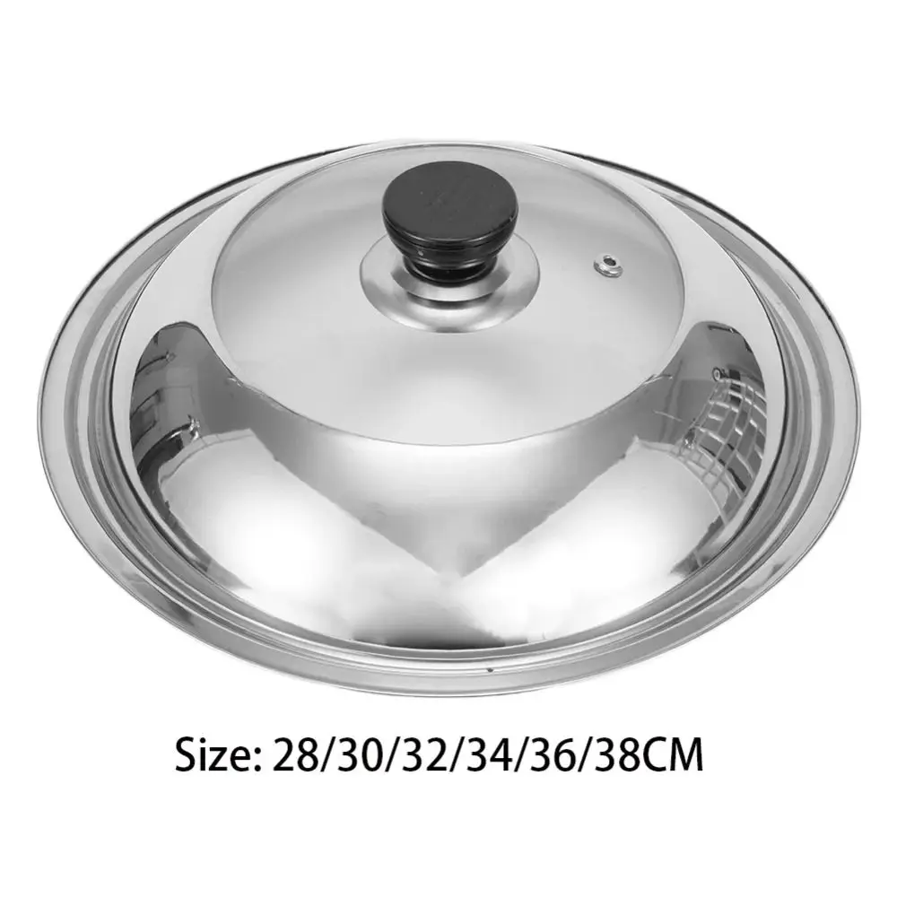 Round Pot Lids Frying Pan Covers Universal Replacement Cover Wok Lid Pot Visualized Stainless Steel Vegetable Cover