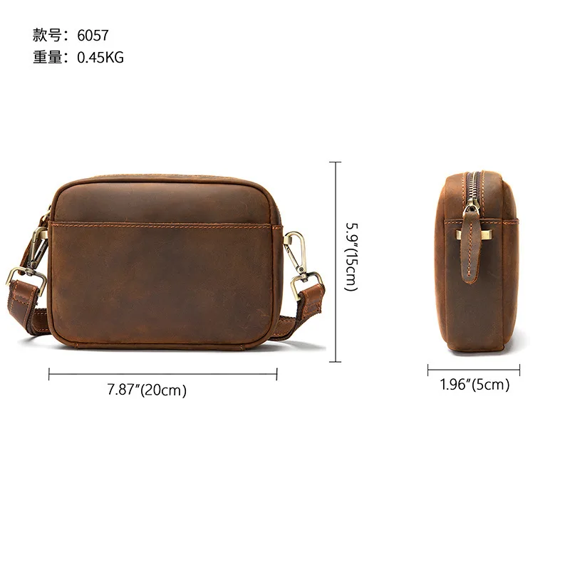 Genuine Leather The leisure business shoulder bag Men\'s Crossbody Bag Vintage Fashion Casual man trend inclined shoulder bag