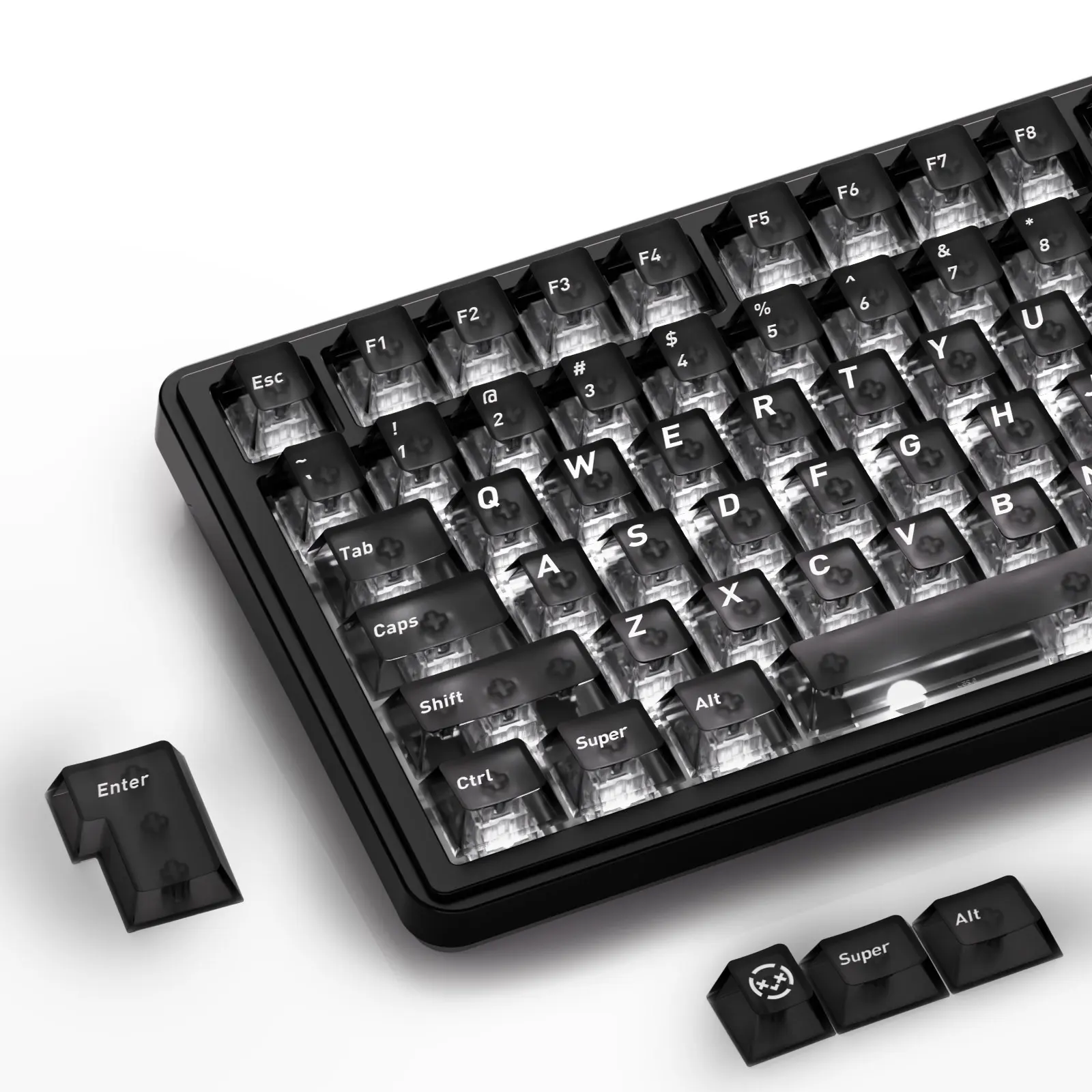 XVX 119 Keys Black Transparent PC Keycaps 60/68/75/87/98/100 Mechanical Keyboard Key Cap Crystal Clear Keycaps for Gaming/Office — product photo 1 of 1