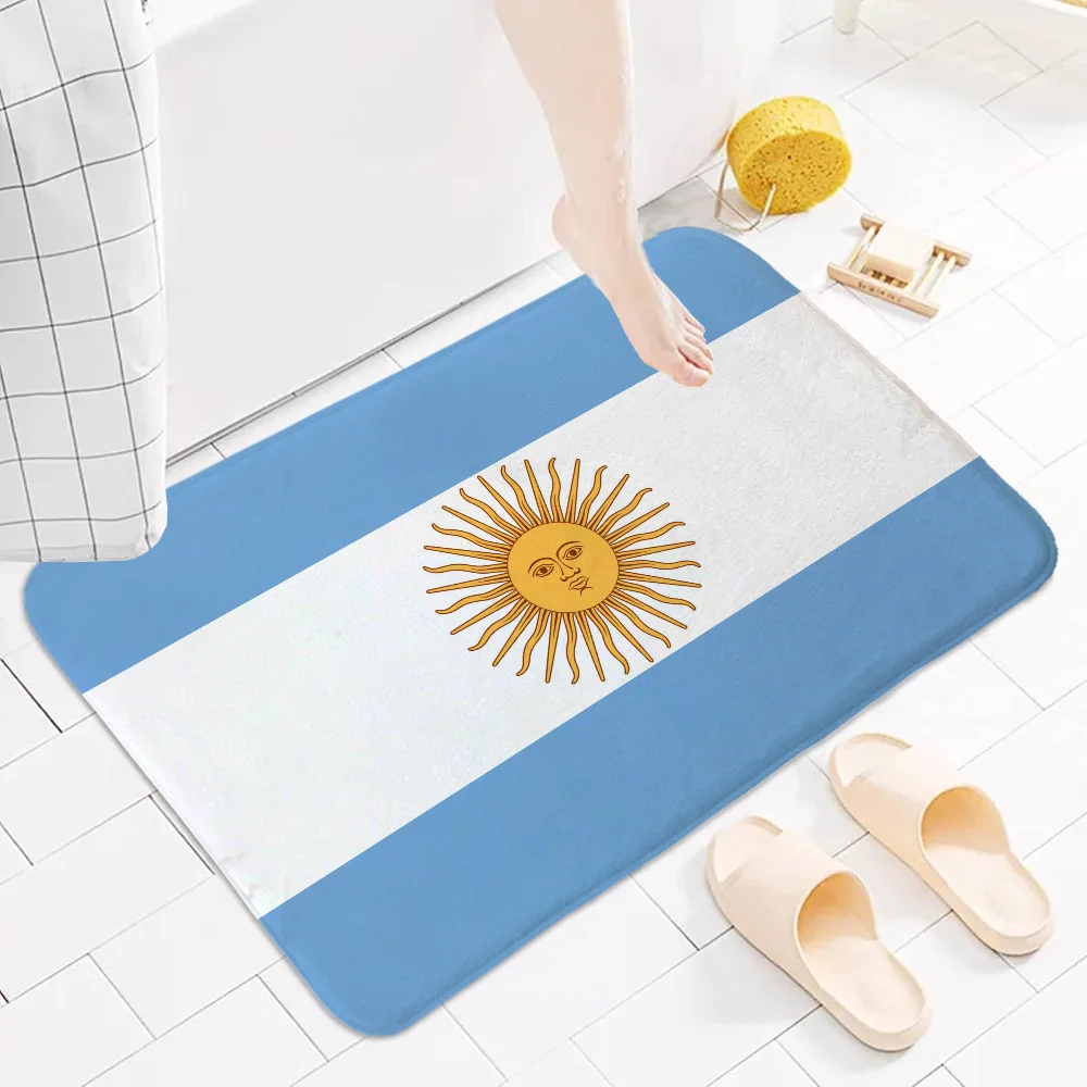 Bath Mat Rug Bathroom Foot Mat Non-slip Mat Small Floor Mats Door Mat Argentina Flag Entrance Carpet for Kitchen Carpets Rugs