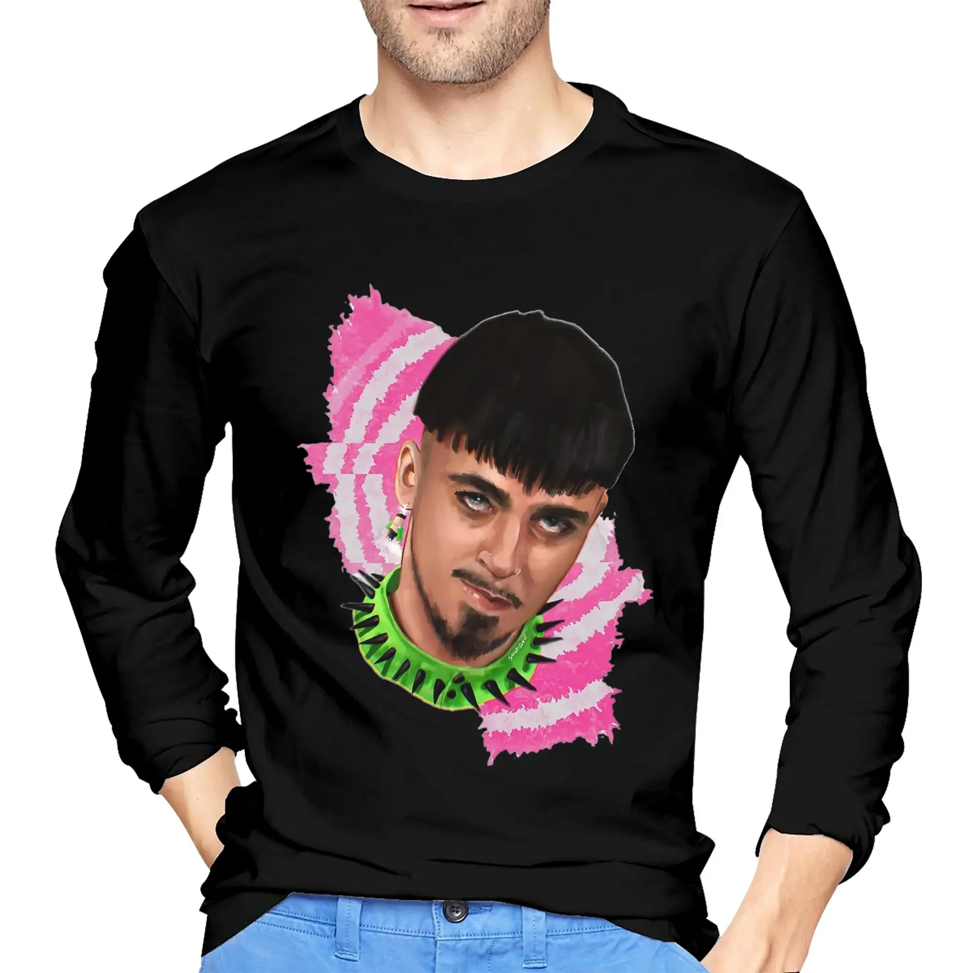 

Kaarija cha cha cha (6) Men's Long Sleeved T-shirt Breathable Round Neck T shirts Spring and Autumn Men tops