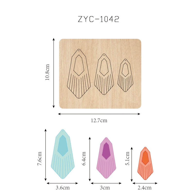 Wooden Earring Cutting Mold, Suitable for Die Cutting Machines, ZYC-1042