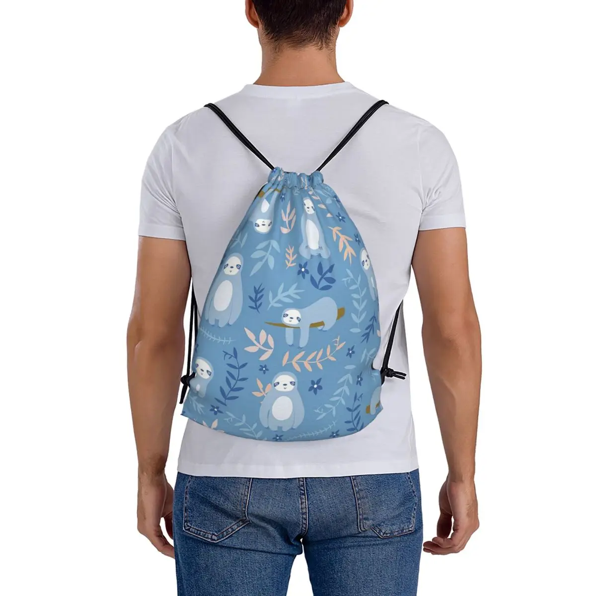 Winter Sloth Color Backpacks Casual Drawstring Bags Sports Bag Book Bags for Travel School