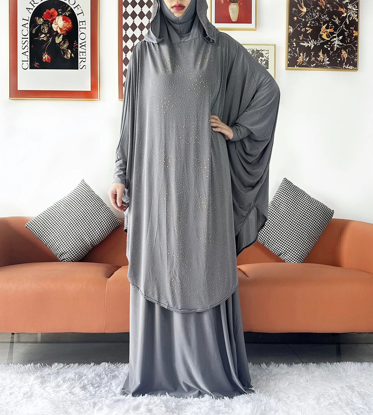 Two Piece Set Jilbab Prayer Clothes Muslim Abaya Set Women Prayer Garment Dress Hijab Long Khimar Skirt Sets Islamic Ramadan