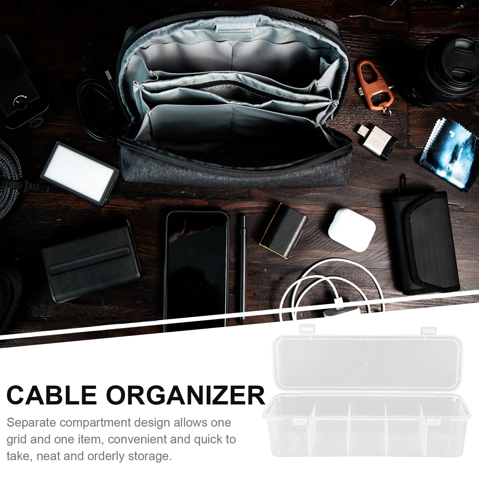 3 قطع صندوق تخزين إكسسوارات الشعر مع مقصورات متعددة لتنظيم أربطة الشعر ومشابك الأقواس والكابلات المحمولة #5