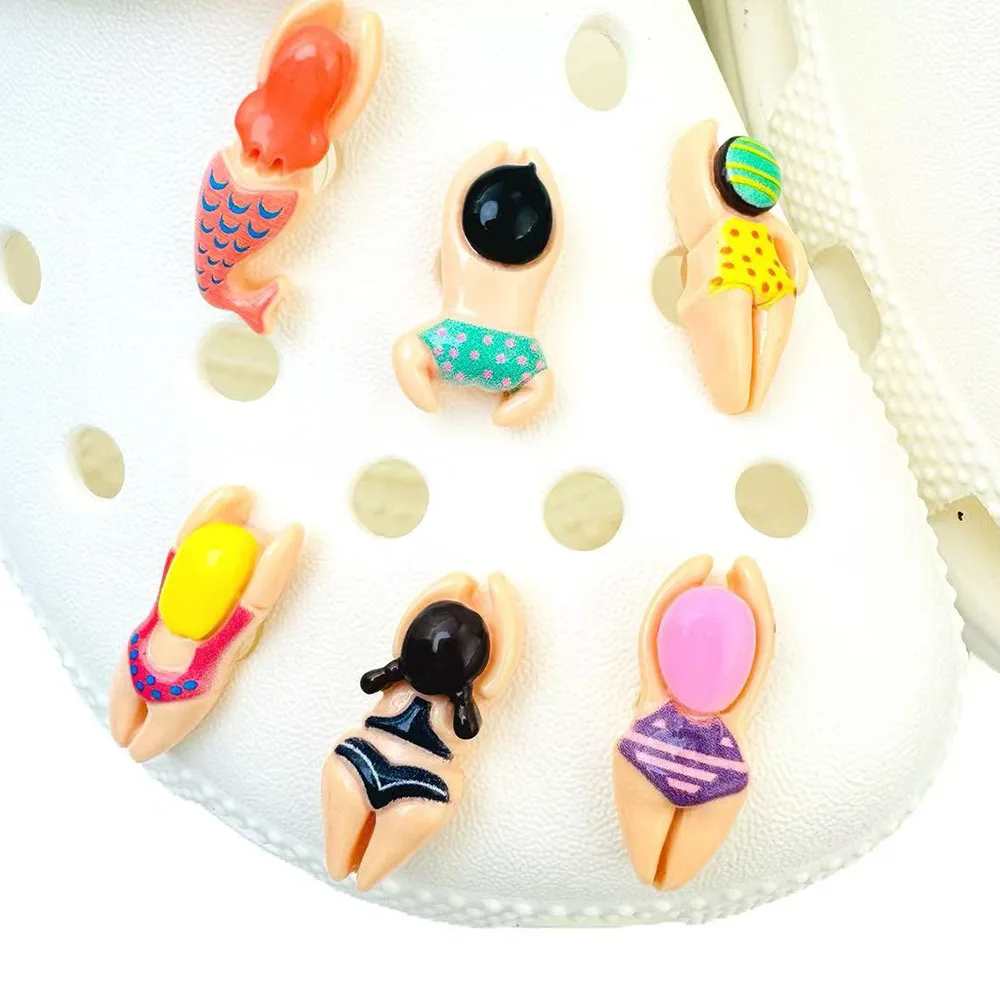 6/12 قطعة مجموعة الأحذية السحر الكرتون السباحة تمثال الراتنج الأحذية الزينة مشبك للصنادل قباقيب DIY بها بنفسك اكسسوارات الهدايا