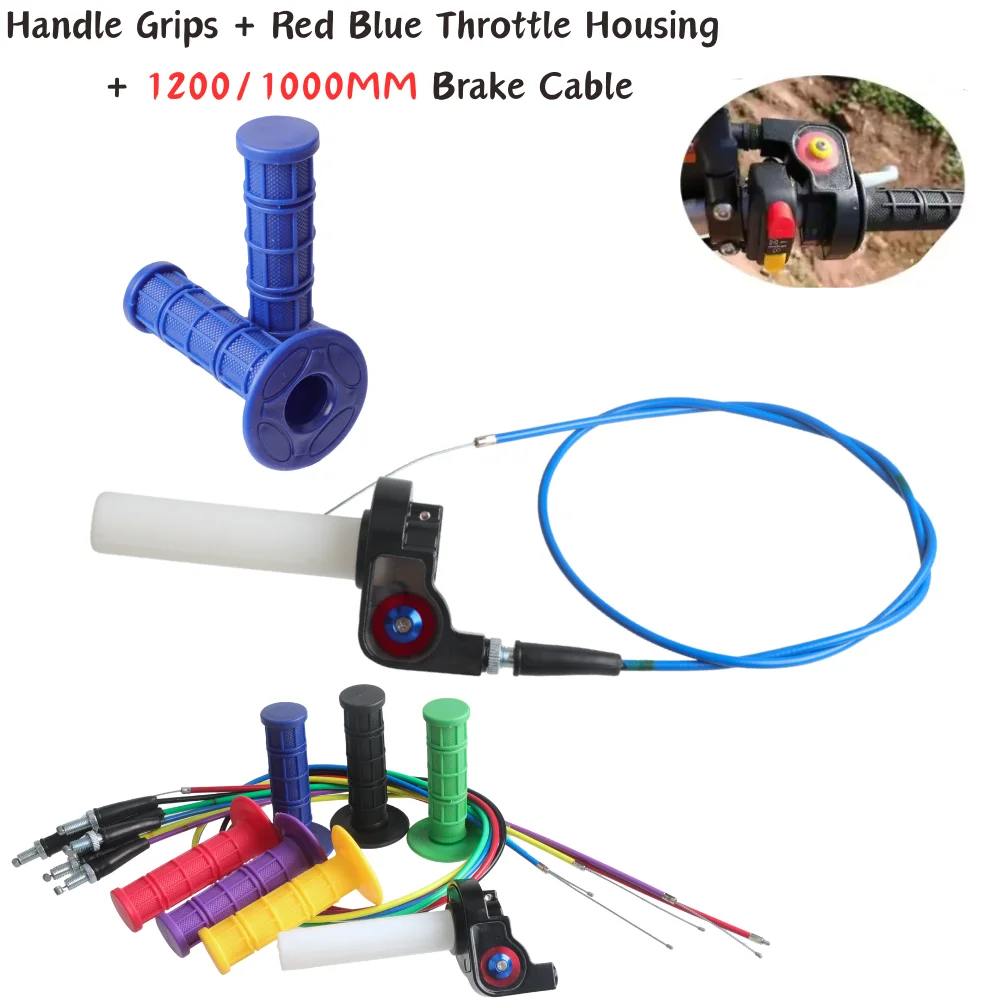 Motorcycle Grips 1/4 Fast Turn Throttle Kit 1000MM/1200MM Throttle Cable Fit PRO TAPER Bar Dirt Pit Bike Motocross