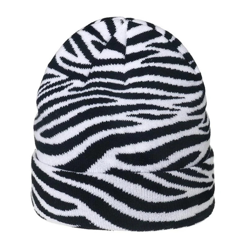 49MF Simple Fashion Cow Leopard Print Knit Hat Thick Travel Photo Boys Girls