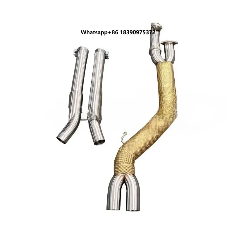 4 INCH Single Midpipe  Performance Equal Length Exhaust MidPipe with Resonators  h003