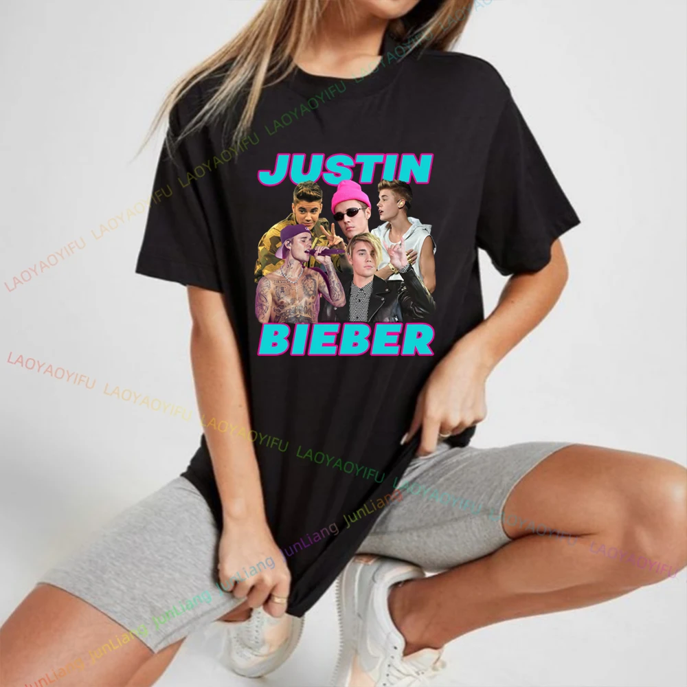 Bieber Short Sleeve Tee Fans Gift Tops Justin Men's Shirts Vintage Funny Gifts Harajuku Plain T-shirt Top Women Streetwear Y2k