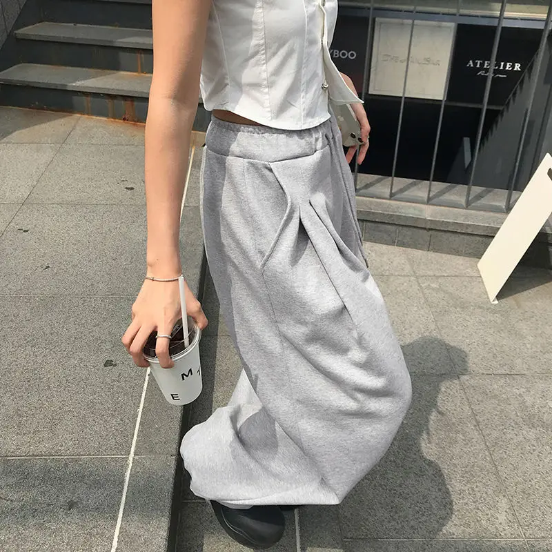 Deeptown Baggy Casual Grey Jogging hose Frau Amerika Street Hip Hop Hose mit weitem Bein y2k Basic Sports koreanischen Stil lose Hose