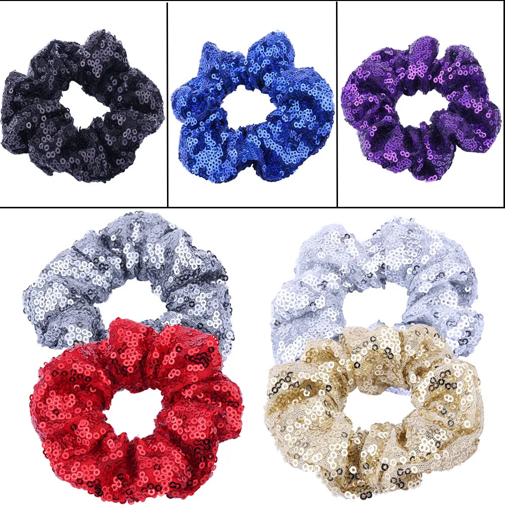 

5pcs Sequin Hair Scrunchie Glitter Hair Ties Colorful Elastic Hair Bands Reversible Sequin Scrunchies For Girl Hair Accessories