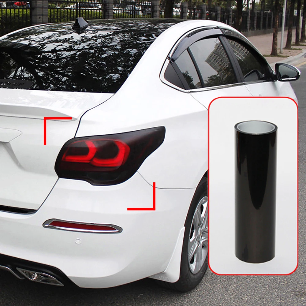 

1pc Dark Smoke Car Light Film Tint Sticker 30*100cm Headlight Tail Fog Light Cover Trim Black Exterior Car Accessories Universal